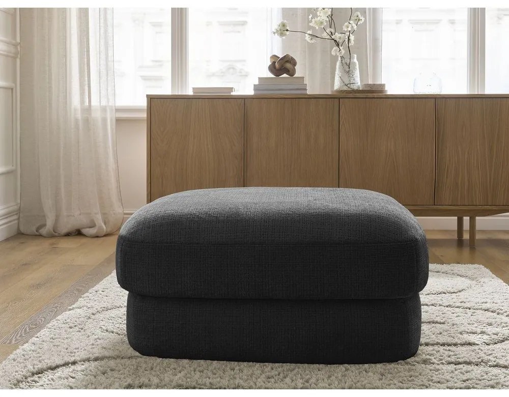 Czarny podnóżek z tkaniny szenilowej Leonore – Bobochic Paris