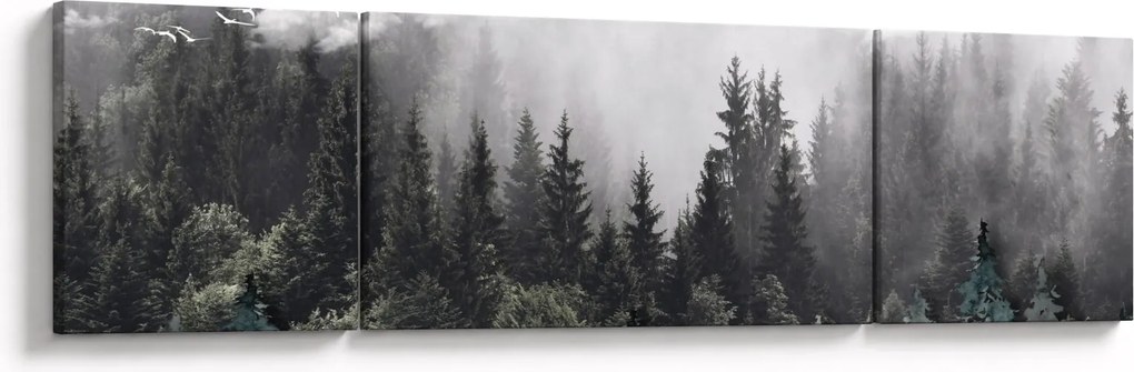 Obraz - Las z ilustrowanymi elementami (170x50 cm)