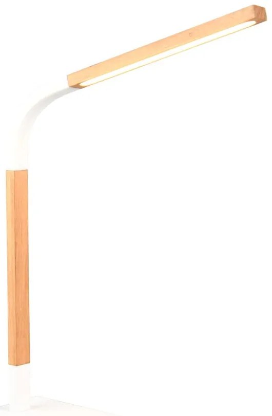 Biała lampa stołowa LED ze ściemniaczem i drewnianym kloszem (wys. 73,5 cm) Norris – Trio