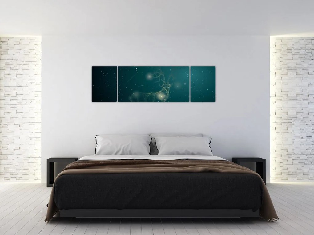 Obraz - Magiczny jeleń w nocy (170x50 cm)