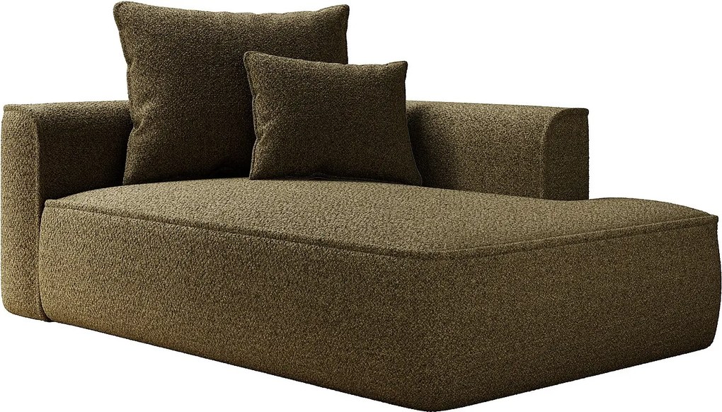 Szezlong prosty z tkaniny szenilowej w kolorze khaki PINETA