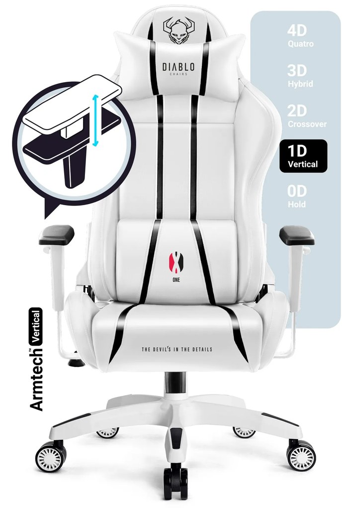 Fotel gamingowy Diablo X-One 2.0 Small: biało-czarny