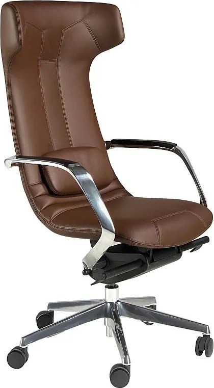Obrotowe krzesło biurowe z brązowej skóry ekologicznej