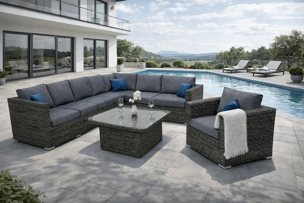 Zestaw rattanowy MALIBU dla 6 osób (szary)