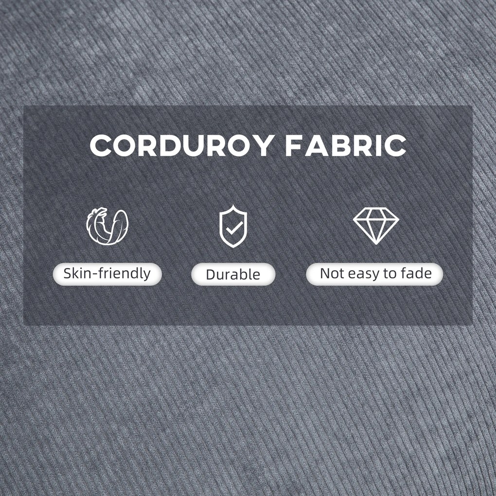 HOMCOM Fotel z Ottomaną Tapicerowany Fotel Relaksacyjny, w zestawie Poduszka, 68 cm x 91,5 cm x 88 cm, Jasnoszary