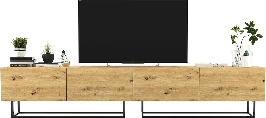 Zestaw szafek rtv na nóżkach dąb artisan - Merol 9X