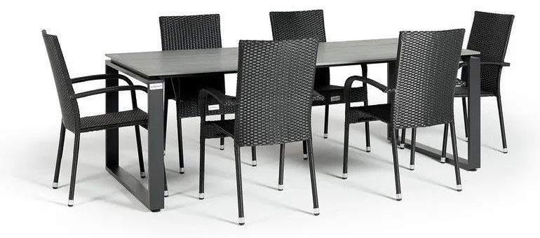 Szary zestaw mebli ogrodowych z 6 krzesłami Le Bonom Paris Strong