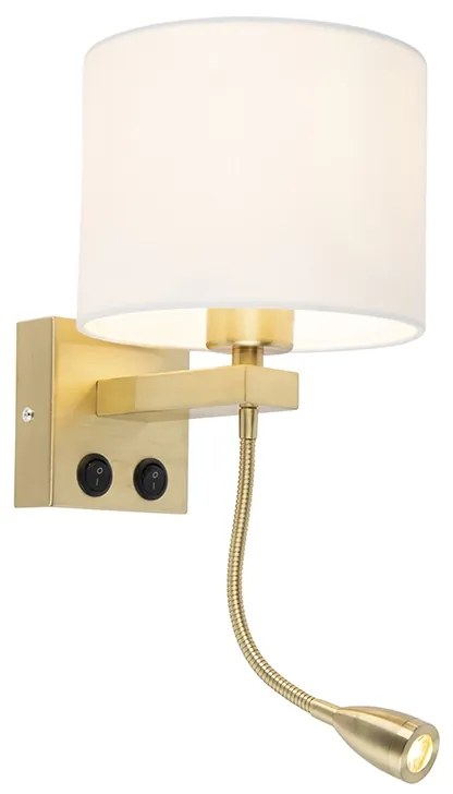 Lampa ścienna w stylu art deco złota z białym kloszem - Brescia ArtDeco Oswietlenie wewnetrzne