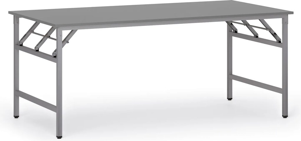 Stół konferencyjny FAST READY, 180x90 cm, szaro-srebrna podstawa, grafit