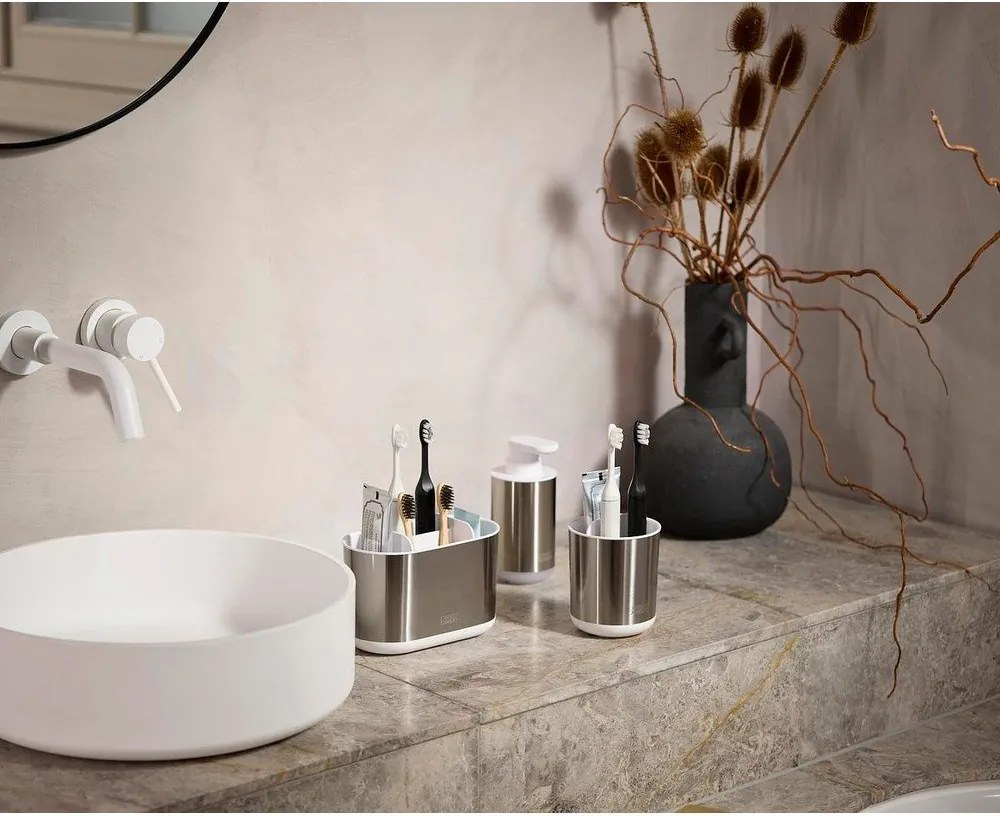 Dozownik do mydła ze stali nierdzewnej w kolorze srebra 300 ml Duo Steel – Joseph Joseph