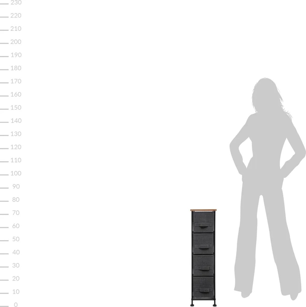 Regał łazienkowy z 4 szufladami tekstylnymi, 48x20x75 cm