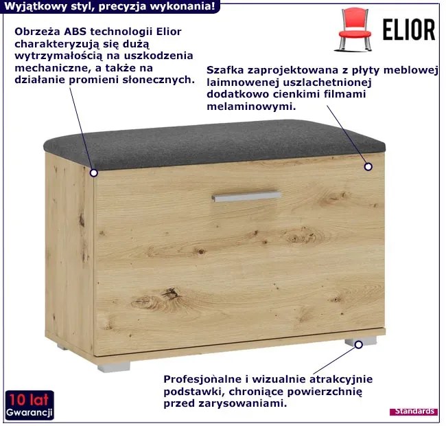 Na buty szafka z siedziskiem - dąb artisan L9-D34