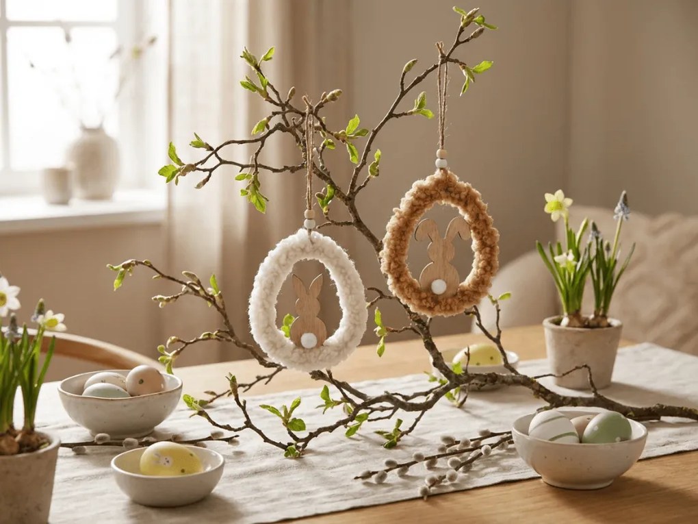 Wiszące drewniane jajko BUNNYA - różne kolory Kolor: Brązowy