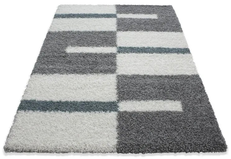 Dywan shaggy Gala szaro-kremowo-turkusowy 80 cm x 150 cm