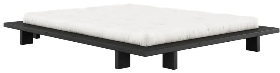 Czarne podwójne łóżko z drewna sosnowego z siatką 160x200 cm Japan - Karup Design