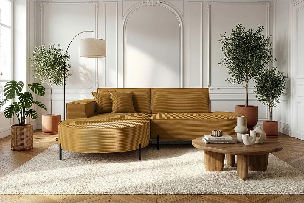 Narożnik Parma Studio Hills, tkanina Poso, lewy, musztardowy (01)