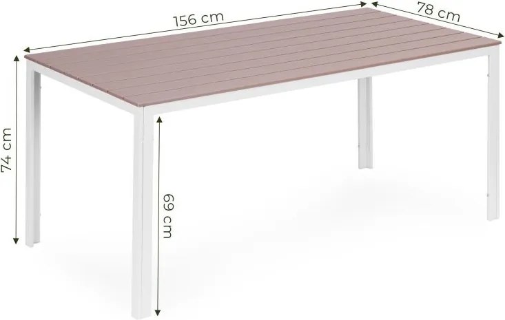 Stół ogrodowy obiadowy Caprila 156x78 cm, kolor biało-beżowy