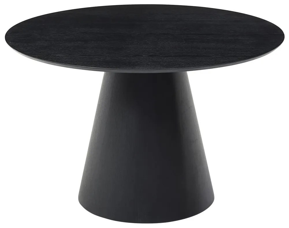 Stół do jadalni okrągły dla 4 osób z okleiną jesionową - Czarny - ANTALIZA