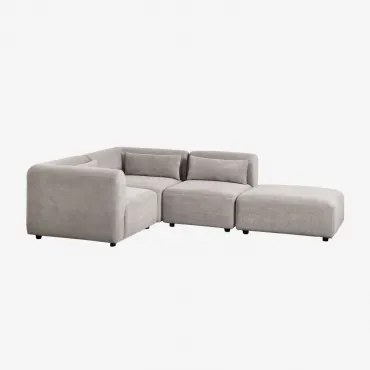Sofa Modułowy Narożny 3-częściowy Z Pufem Fogler Sztruks Jasny Szary Taupe - Sklum