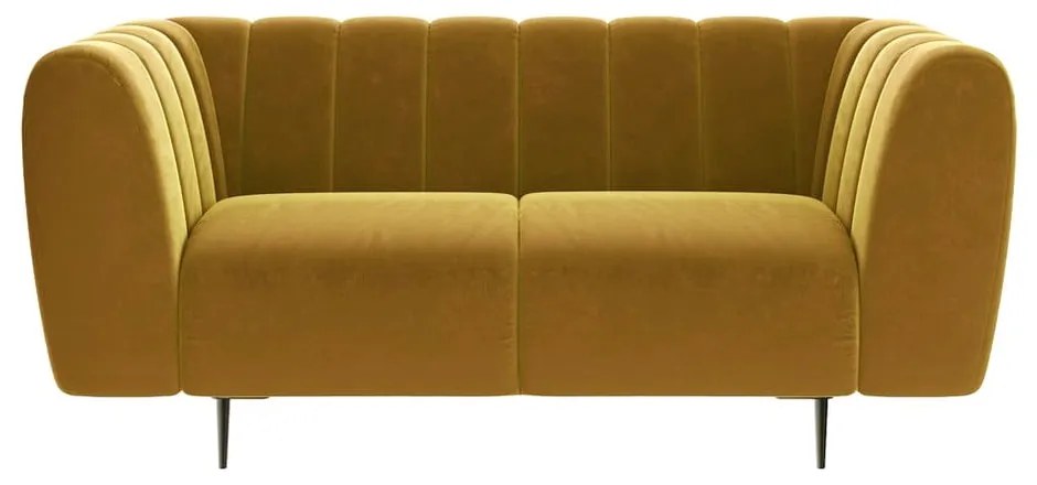 Miodowożółta aksamitna sofa Ghado Shel, 170 cm