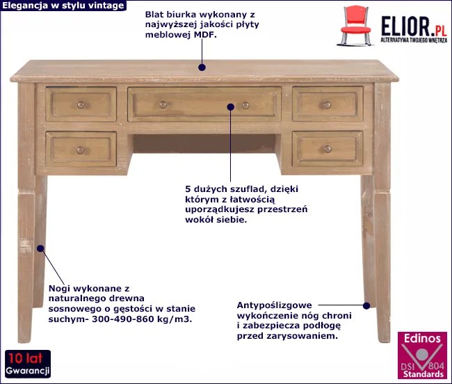 Brązowe minimalistyczne biurko do gabinetu Elvin