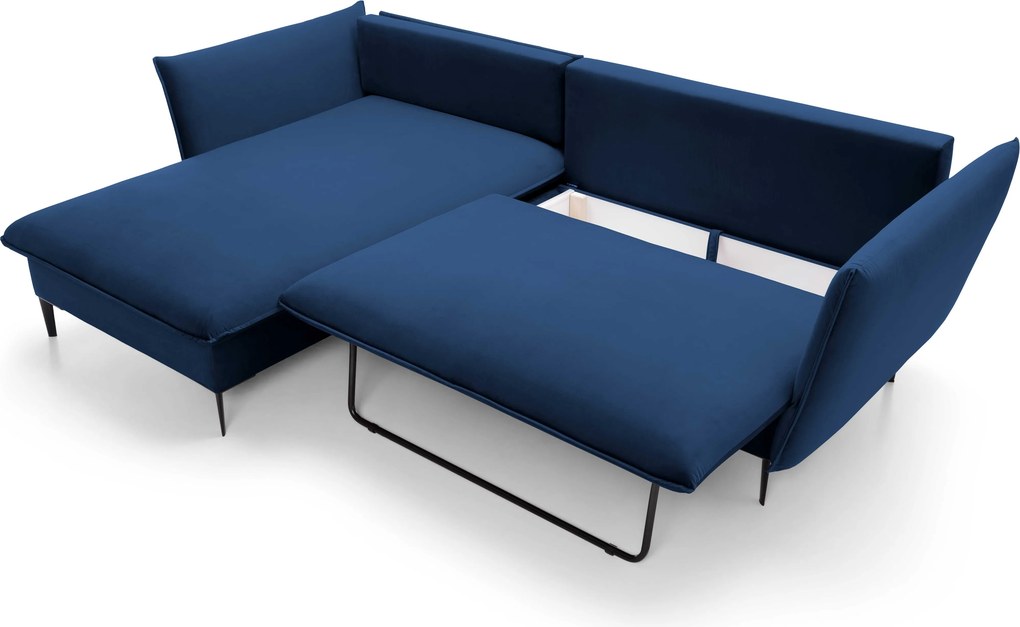 Masseno Narożnik SOLE z funkcją spania i pojemnikiem na pościel Narozniki L, Rozkładana sofa - Niebieski, RIVIERA 81