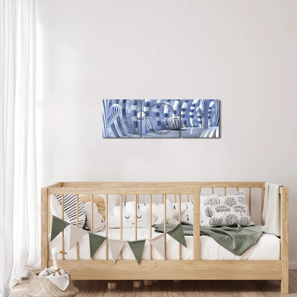 Obraz - abstrakcja 3D (z zegarem) (90x30 cm)