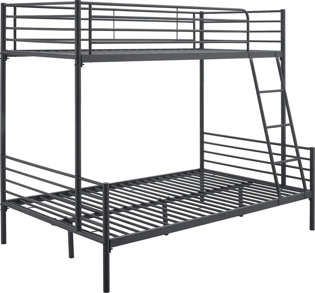 Łóżko Piętrowe Młodzieżowe 90x200 cm/ 120x200 cm TRES Metalowe Czarne