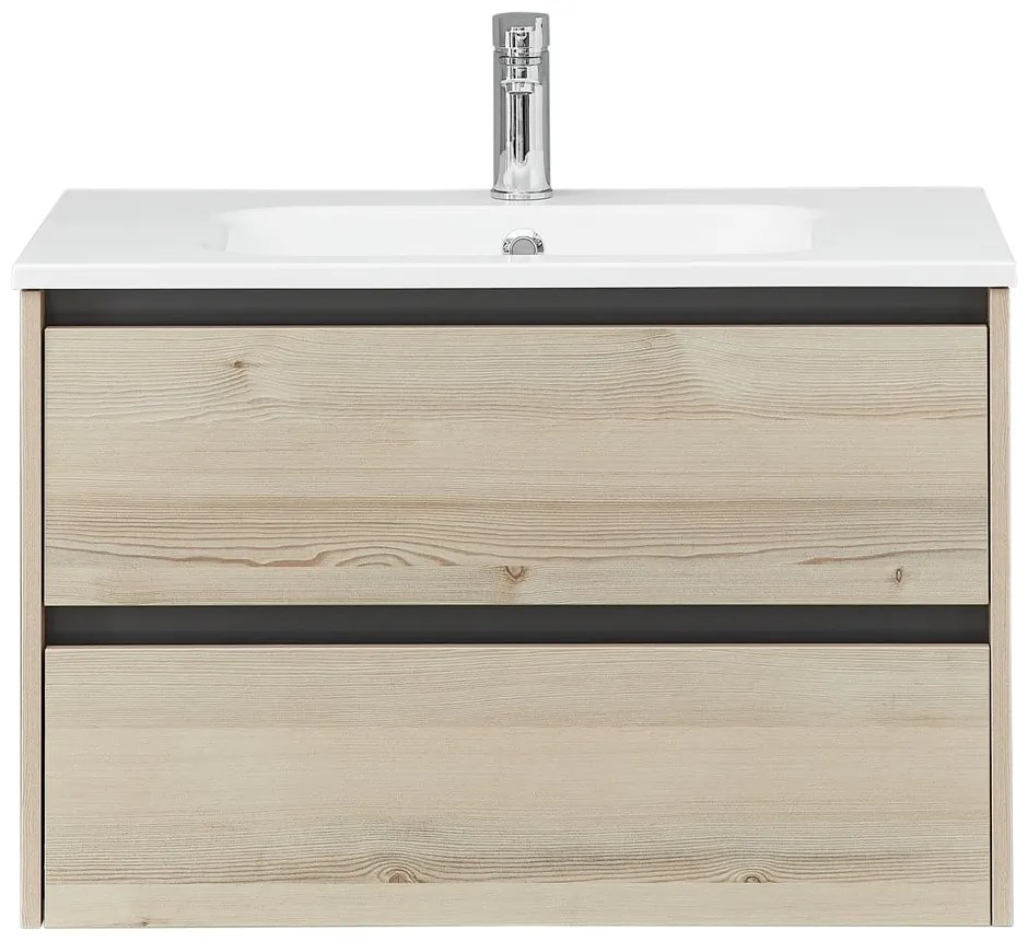 Wisząca szafka bez umywalki w dekorze sosny w naturalnym kolorze 51x80 cm Quickset 393 – Pelipal