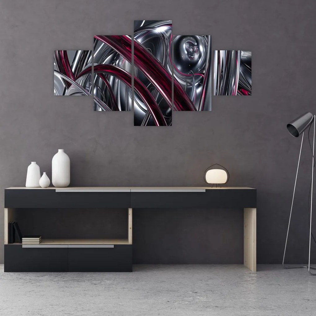 Obraz szarej abstrakcji (125x70 cm)