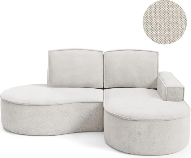 Narożnik MOLLY Prawostronny bez funkcji spania, wolnostojący tkanina CURIO 02 Biały