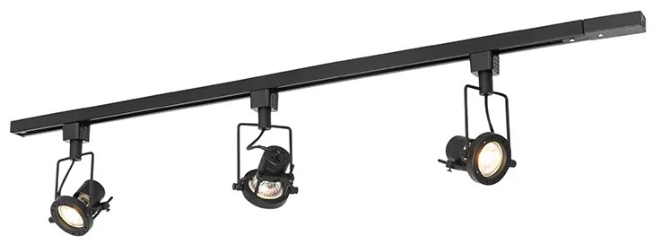 Industrialny system szynowy z 3 reflektorami 1-fazowymi czarny - Suplux