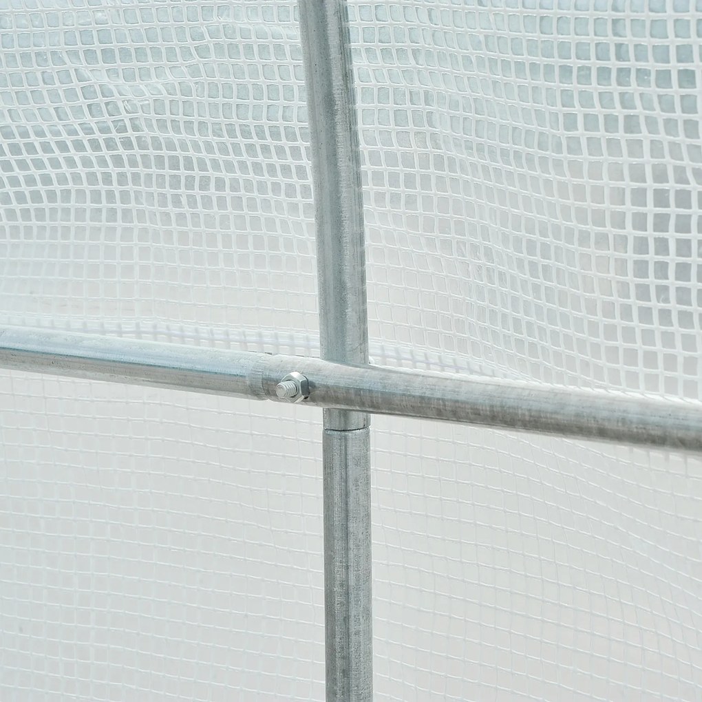 Outsunny foliowa szklarnia ogrodowa 35x2x2m z 6 oknami wentylacyjnymi biała trwała i przestronna | Aosom PL