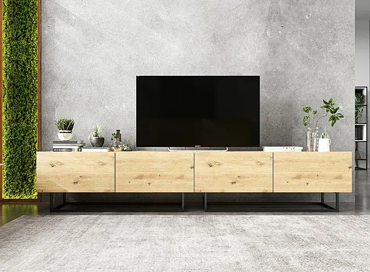 Zestaw szafek rtv na nóżkach dąb artisan - Merol 9X