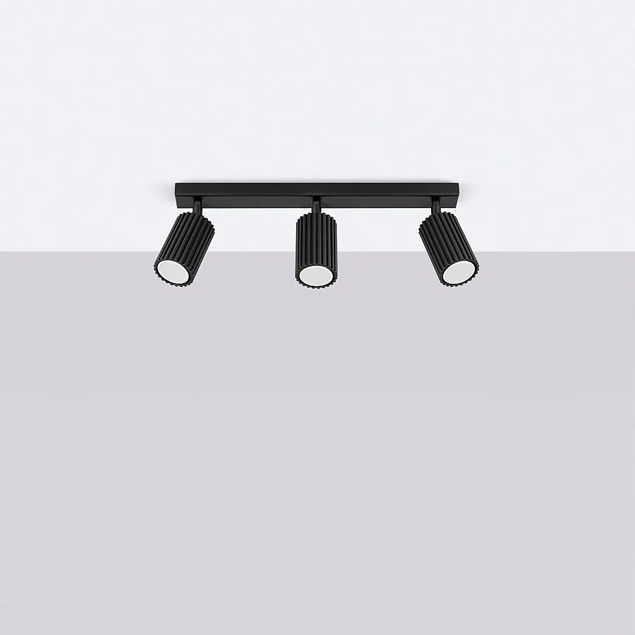 Lampa sufitowa minimalistyczny Gloow, aluminium - 3 źródło światła 4000K - L.45 x H.16.5 cm - czarny