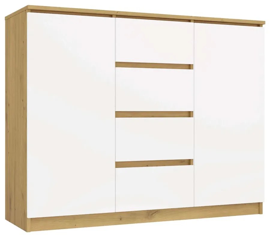 Nowoczesna komoda dąb artisan + biel M0-W35