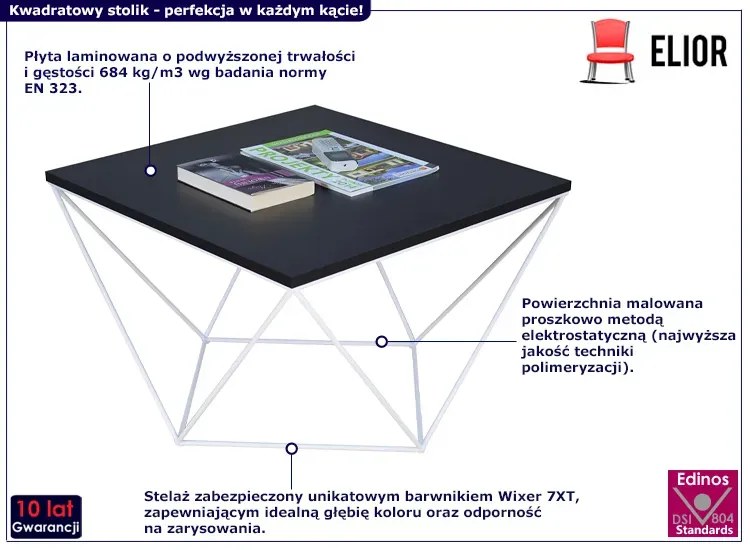 Nowoczesny stolik kawowy czarny + biały - Mokita 3X