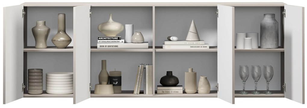 Komoda wisząca czterodrzwiowa Lorini 200 cm - kaszmir / czarne uchwyty