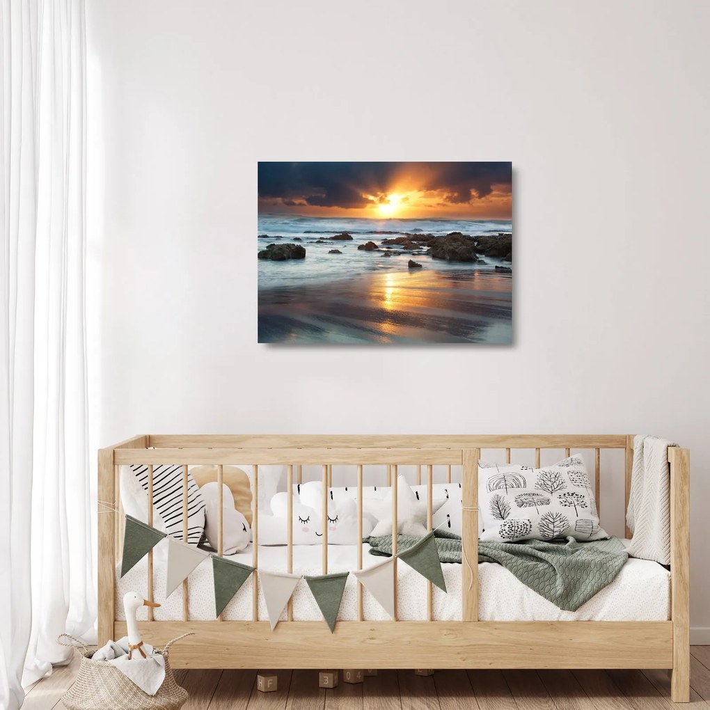 Obraz na szkle - Skąpane w słońcu morze (70x50 cm)