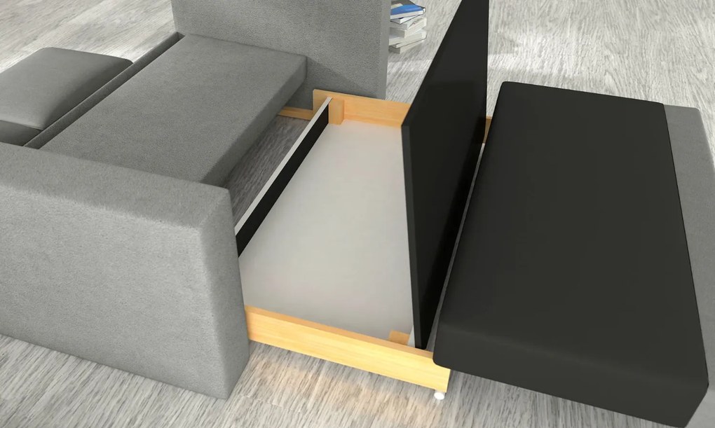 Rozkładana sofa 2-osobowa WAVE, jasnoszara