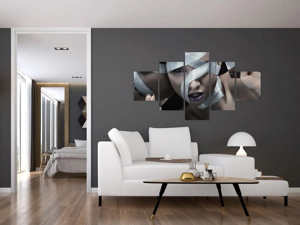 Obraz kobiety ze wstążką (125x70 cm)