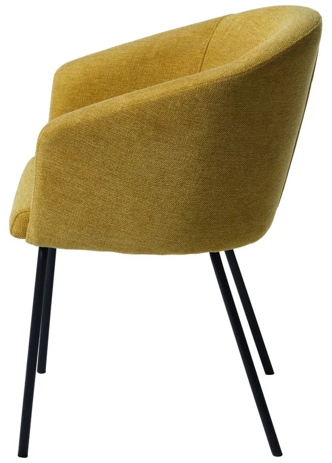 Musztardowy tapicerowany fotel jadalniany z podłokietnikami Easton – Unique Furniture