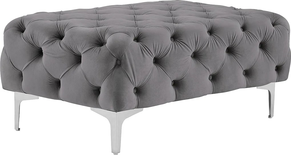 Puf Chesterfield z weluru antracytowy – EDWINA