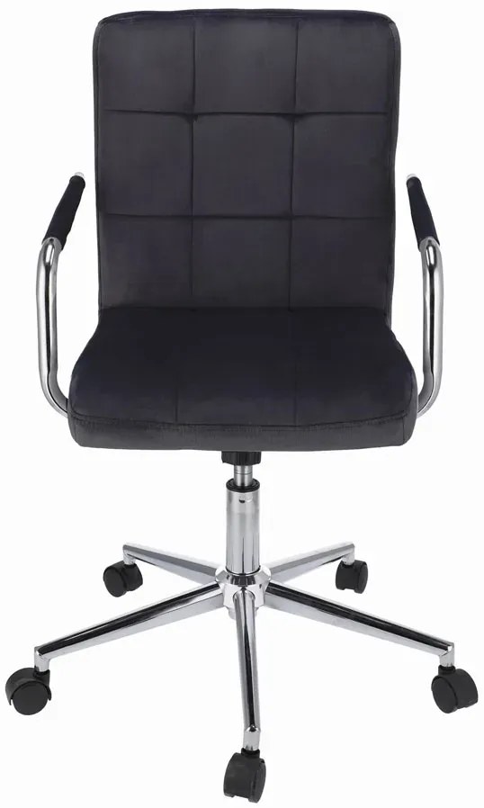 Czarny welurowy fotel obrotowy pikowany D5-B29