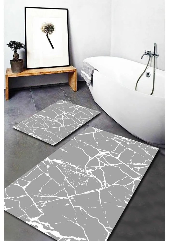 Szare dywaniki łazienkowe zestaw 2 szt. 60x100 cm Cracks – Mila Home