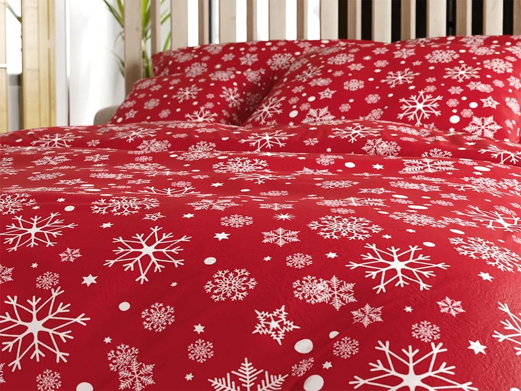PrzytulneMieszkanie.pl PrzytulneMieszkanie.pl Pościel z mikropluszu SNOWFALL czerwona Rozmiar pościeli: 2 szt 70 x 90 cm | 200 x 220 cm