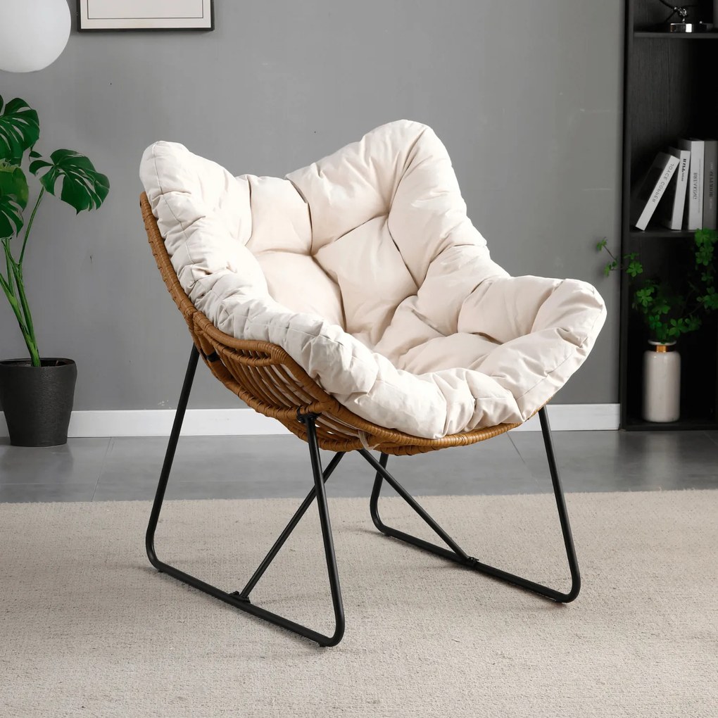 Fotel ogrodowy z poduchą Fin na płozach, beżowy