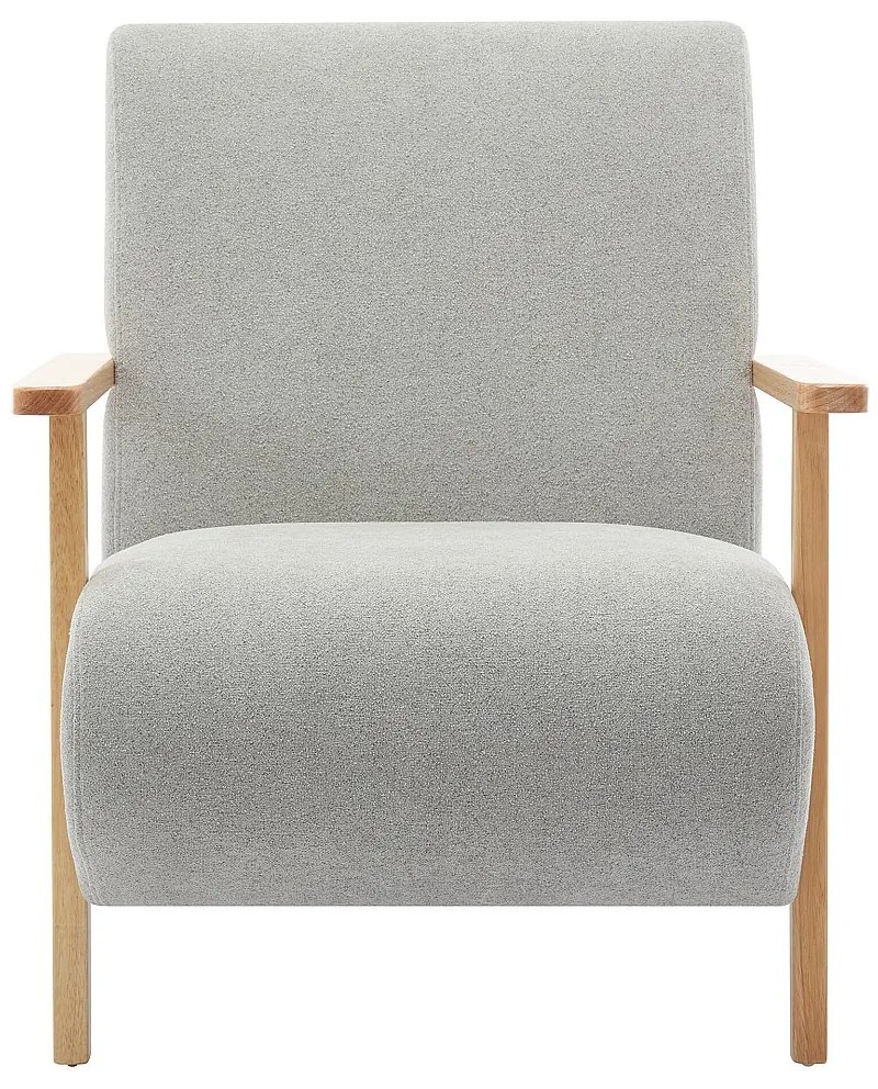 Fotel drewniany z szarą tapicerką - JULOMO