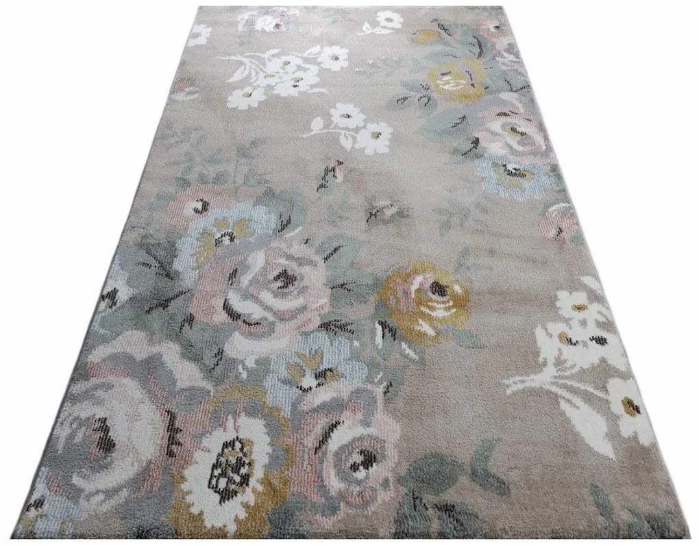 Dywan nowoczesny Pleasure Kwiaty beżowy 160 cm x 230 cm