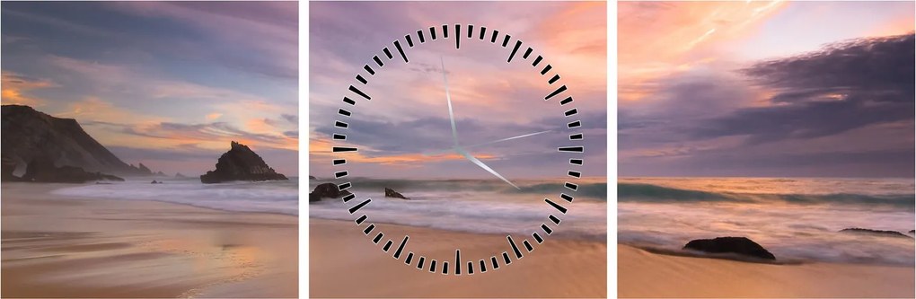Obraz - Praia da Adraga (z zegarem) (90x30 cm)